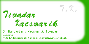 tivadar kacsmarik business card